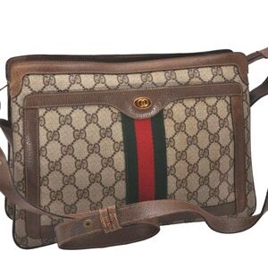GUCCI Supreme Canvas Web Sherry Line Shoulder Cross Bag GG With Gucci Wallet